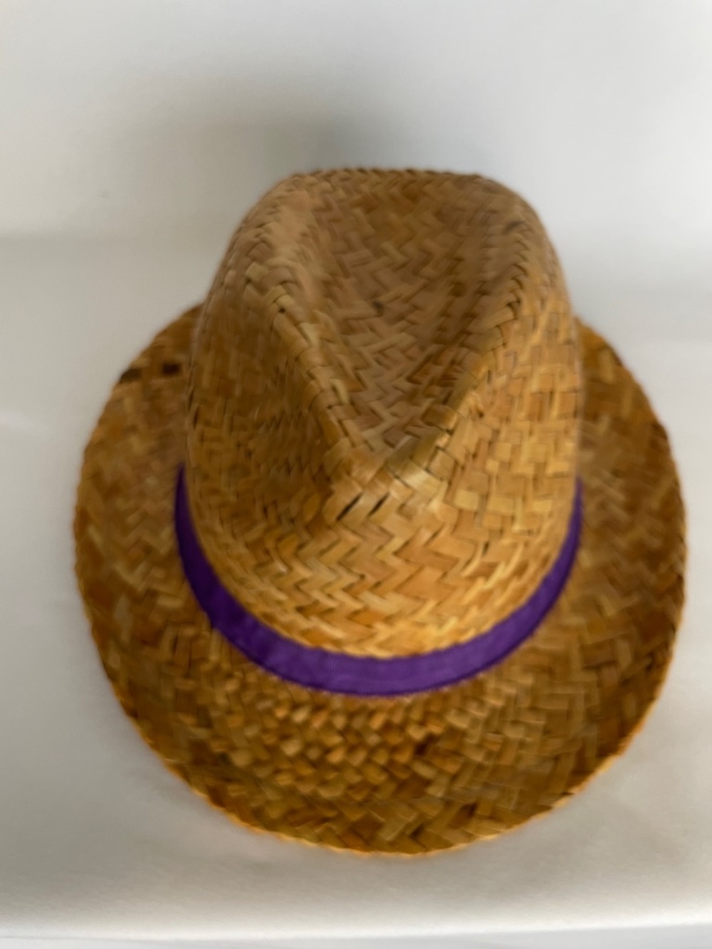 Straw Fedora with Purple Band approx 23” 57/58